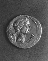 Coin with a portrait of Julius Caesar (101-44 BC)